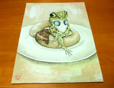 カエルペン画イラスト 水彩イラスト ボールペン画 かえる 蛙 02