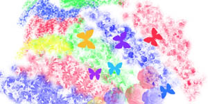 特殊効果ブラシ-充実した花柄テクスチャと蝶・バラ