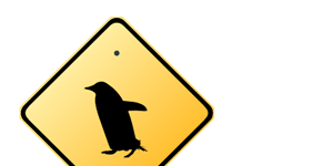 フリーイラスト素材・ペンギン注意看板（インクスケープ）