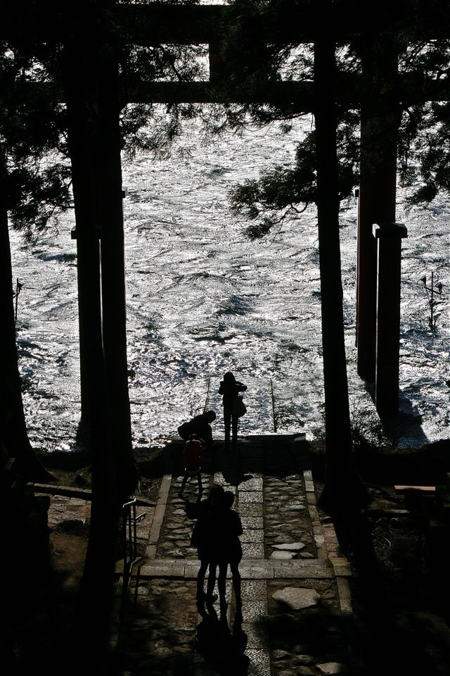 箱根神社の光の反射の鳥居3225
