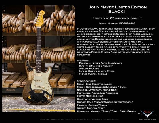 Fender John Mayer Limited Edition Black1 Custom Shop Masterbuilt
