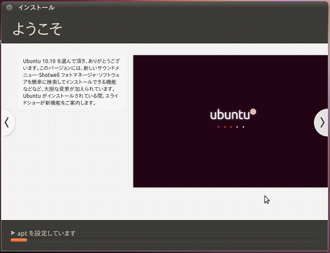 Ubuntu 10.10 インストール システムのインストール